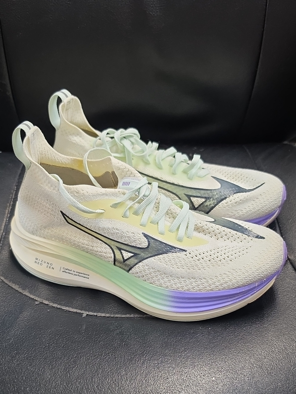 Mizuno Women’s Light Cream Sneakers with Mint and Lavender Accents